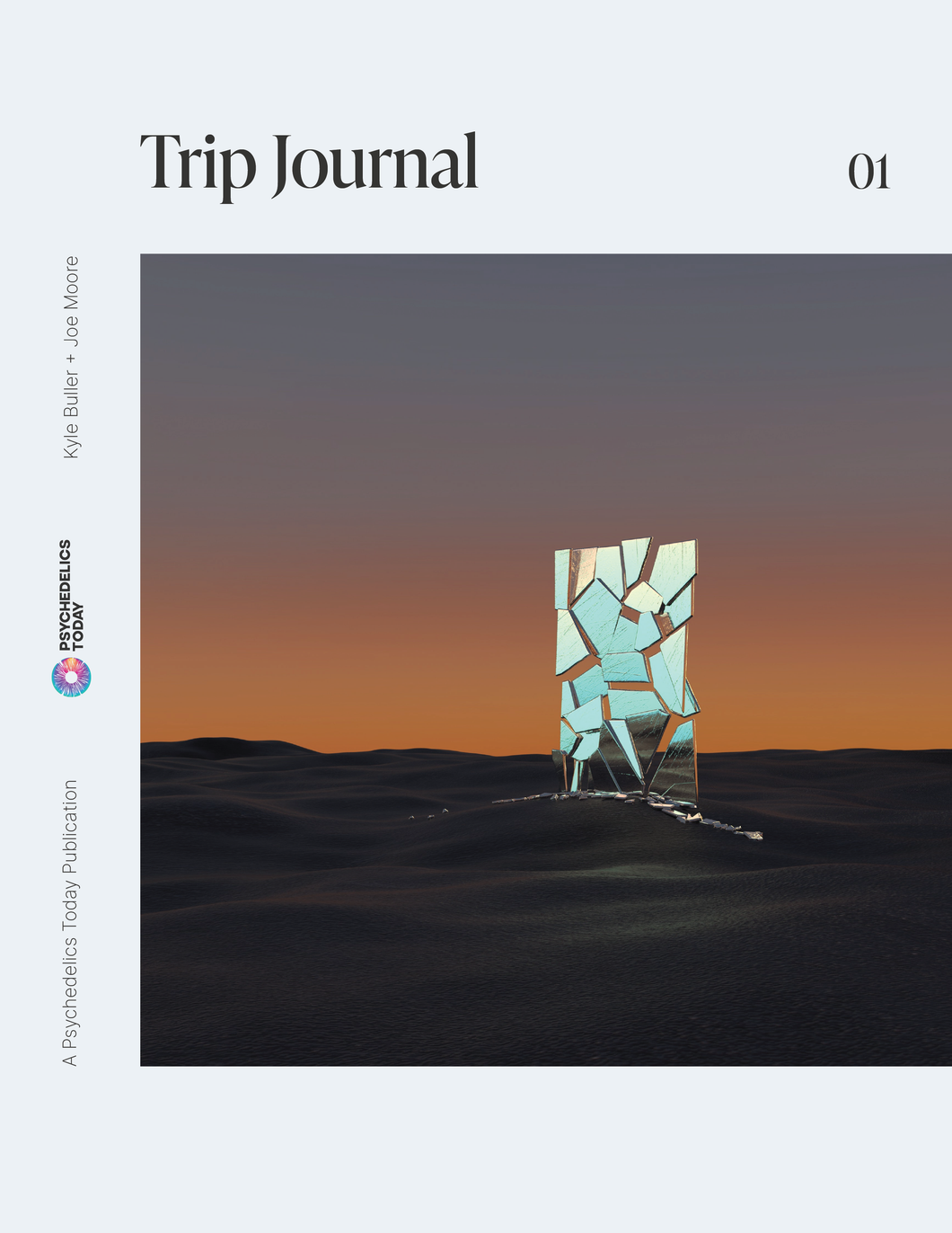 Navigating Psychedelics Trip Journal cover showing a fragmented doorway at sunset